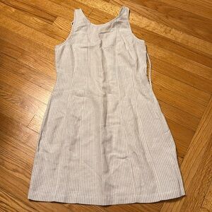 LOFT Beige Striped Midi Dress